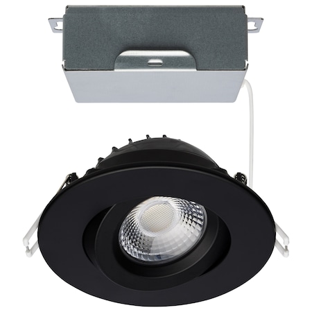 Satco 12W LED Downlight, Gimbal 4 in, CCT Select, Round, Remote Driver, Black, 850L 120V S11619R1